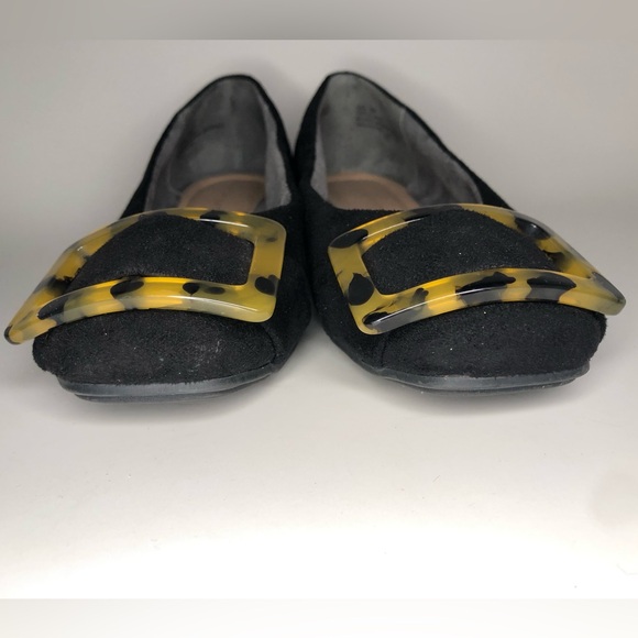 Kelly & Katie Black Suede Ballet Flat with Tortoise Buckle Size 6M - Picture 10 of 11